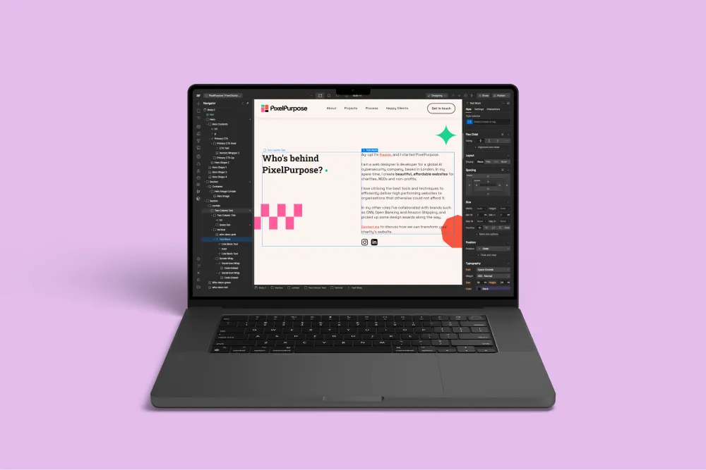 Macbook showing Frankie Jamieson Webflow development